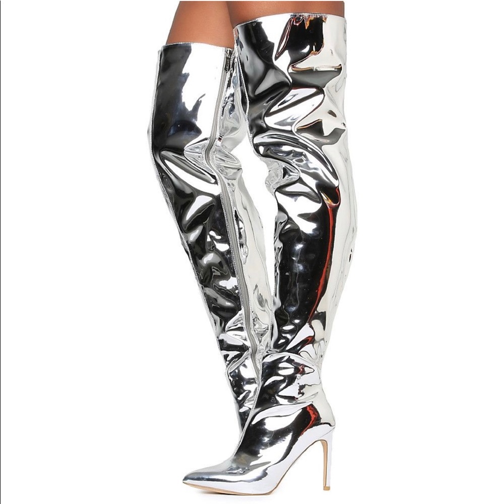 Silver Mirror Boots